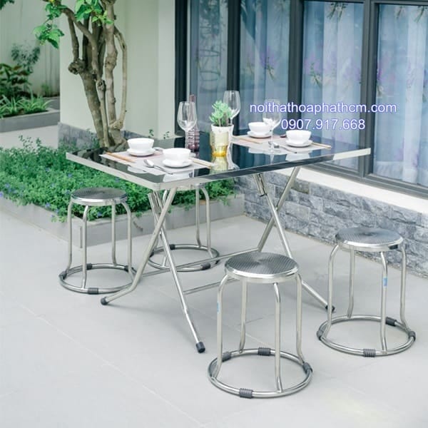 bàn inox chữ nhật 4 ghế 304 HP01 ban-inox-chu-nhat-4-ghe-304-hp01